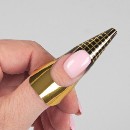 Forms for nail extension are wide, 100 pcs, golden color-2