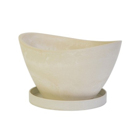 Pot for flowers and plants with a pallet, white stone boat 25x18x15cm, 2.8l-1