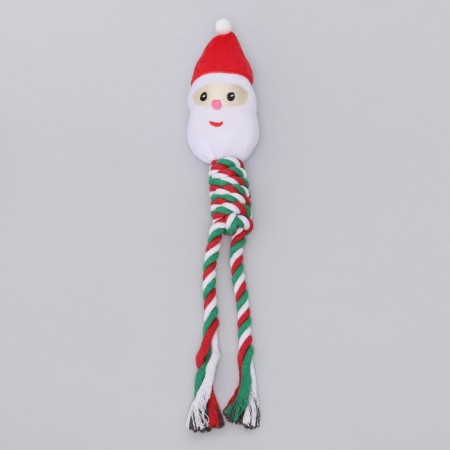 Bruttering toy, soft for dogs "Santa Claus" with a rope, 32 cm-2