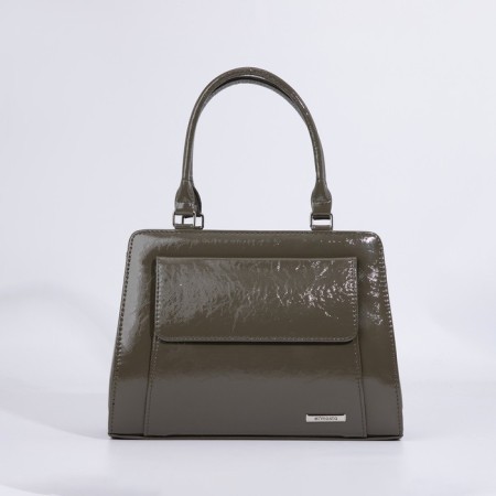 Women's bag El Masta with a zipper, 2 outer pockets, a long belt, khaki color-3
