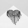 Brooch "Heart" waterfall, red color in gray metal