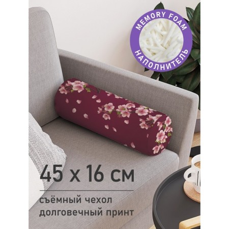 Pillow Roller "Sakura flowers, decorative, size 16x45 cm