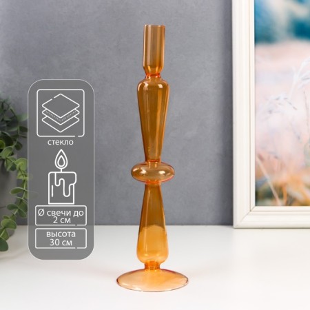 Glass of glass for 1 candle "Elsas" transparent orange 30x7.5x7.5 cm