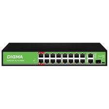 Коммутатор Digma DSP216F-1G-1C-R300 (L2) 16x100Мбит/с 1x1Гбит/с 1xКомбо(1000BASE-T/SFP) 16P   107751