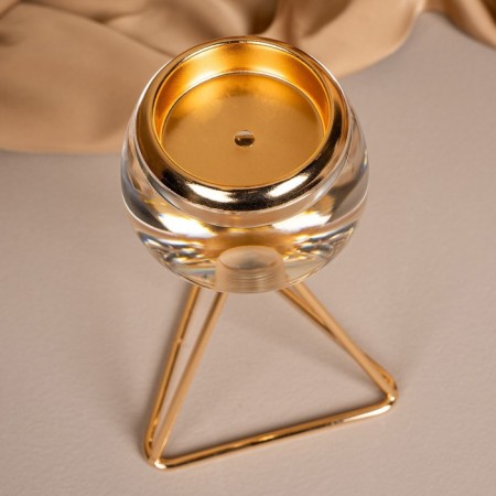 Summary metal, glass per 1 candle “Exclamation” Color Gold 9.5 x 9.5 x 17 cm-9