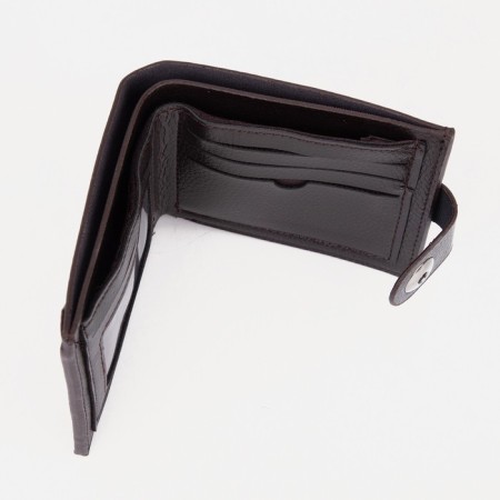 Male purse on a magnet, department for bills, for maps, for coins, brown color-3