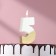 Candle in the Manhattan cake, number "5", white with gold, 5 cm