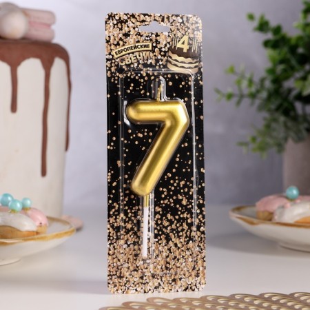 Candle in the Cake "European", number "7", 6 cm, gold-1
