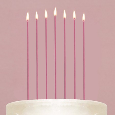 Candles for the cake are non -humble, pink, 24 pcs., 24 x 6 cm.-6