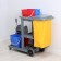 Multifunctional trolley for cleaning with buckets, spin and trays, gray color