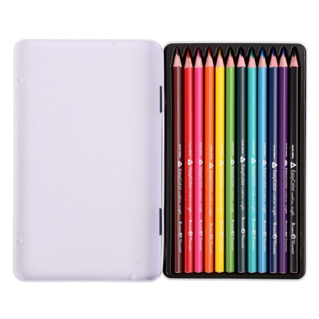 Pencils of 12 Easycolor flowers in a metal box with a spoke-1