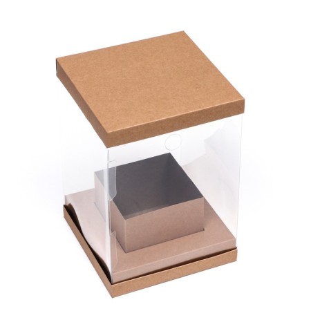 Box for flowers with a vase and PVC windows, folding, 16 x 23 x 16 cm, craft-1