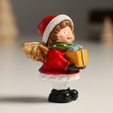 Souvenir Polystone "Angel in a cap with a gift/book" MIX 5.5x5x7 cm-2