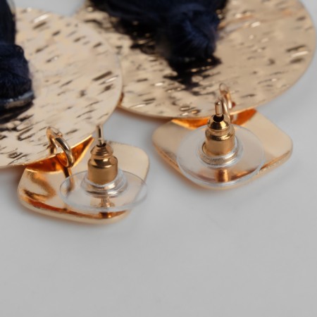 Earrings Assorted Hindi's Brushes, dark blue color in gold, l brush 9 cm-2