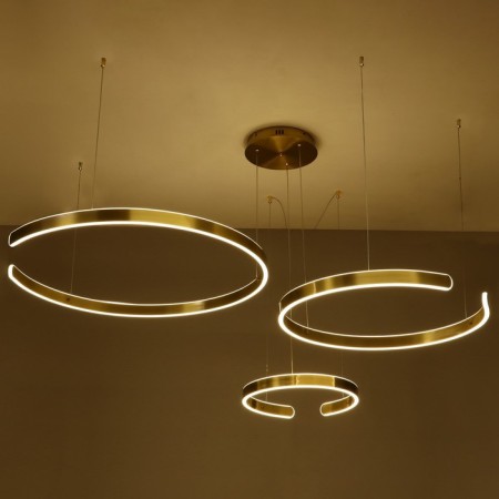 Semi-ring chandelier LED 120W brass 40-60-80x50cm Bayerlux-3