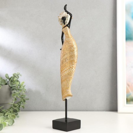 Souvenir Polystone "African in gold, with a rose on the head" Geometry mix 40x7.5x6.5 cm-4