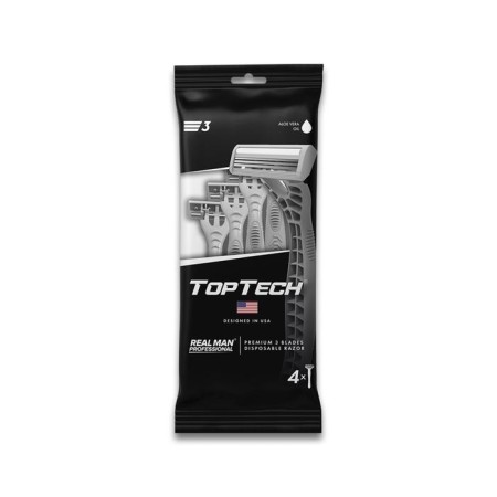 Disposable machines with a moisturizing strip Toptech 3, 3 blades, 4 pcs.