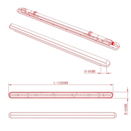Linear LED lamp ERA SPP-2, 1200x76x66 mm, IP65, 36W, 3420LM, 4000K, gray-4