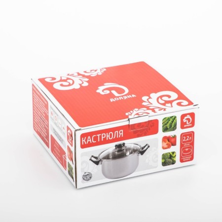 A stainless steel pan with a luxury luxury lid, 2.2 l, d = 19 cm-5