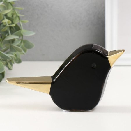 Souvenir ceramics "bird" black with gold 15.5x3.3x9 cm-3