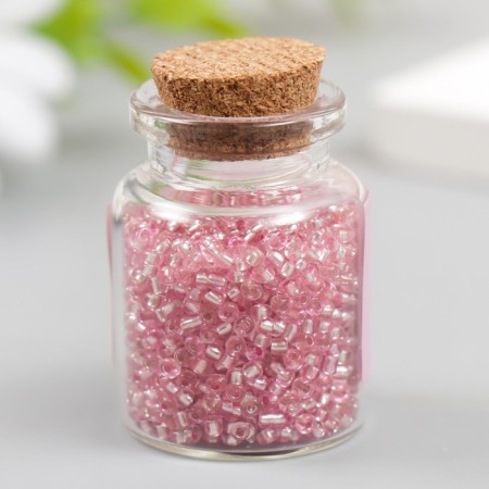 12/0 round beads in the bottle "Pink" transparent-color 20 g-1