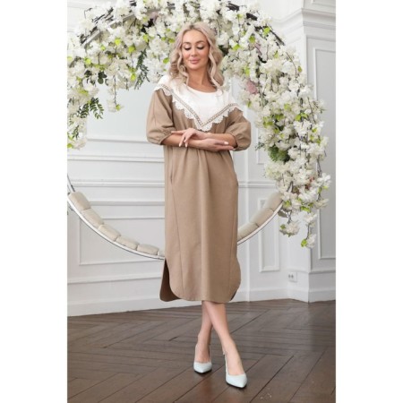 Women's dress, size 48, beige color-9
