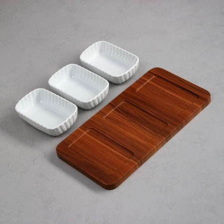 Menzhitsa "Carmen", 3 pcs: 300 ml, rectangular, wooden base, porcelain, Iran-2