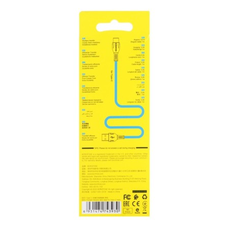 Cable Borofone BX51, Type -C - USB, 3 A, 1 m, PVC braid, black-4