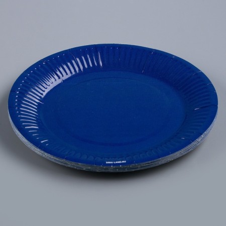 Disposable dishes: paper plate "blue", plain, 18 cm-3
