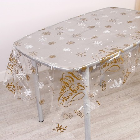 New Year's tablecloth “Happy New Year!” (transparent), 130x200 cm-1