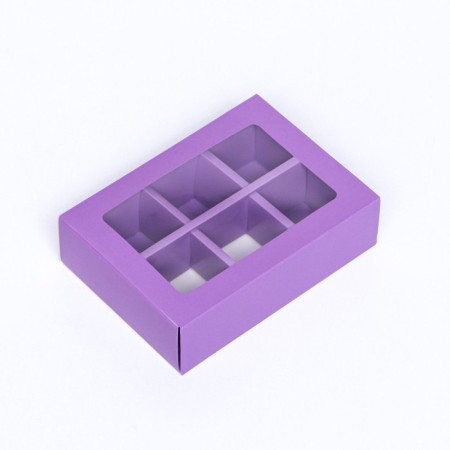 Box for sweets 6 pcs, lilac, 13.7 x 9.85 x 3.86 cm-1