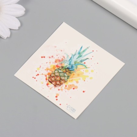 Tattoo on the body color "watercolor. Pineapple" 6x6 cm-4