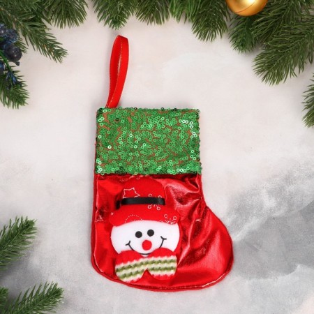 Nosok for gifts "Snowman Brill, Snowflake" 13x16 cm, red-green-1