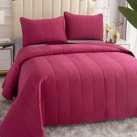 A set with a bedspread "Adonis", size 230x250 cm, 50x70 cm - 2 pcs, Bordeaux color-1