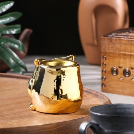 Supply for incense powder and cones "owl", golden, 7x7x3.5 cm-1