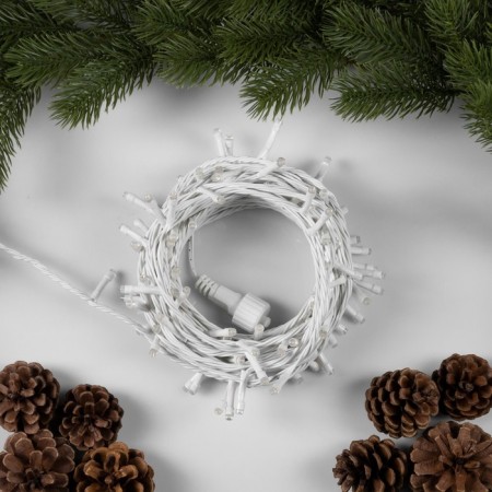 Garland “thread” 10 m, IP44, UMS, white thread, 100 LED, white glow, flickering all LEDs, 24 V-1