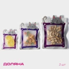 A set of packages for storing bulk products of the share, fastener Zip-Lock, 3 pcs, 17 × 23.5 cm, 13.7 × 19 cm, 11 × 14.5 cm