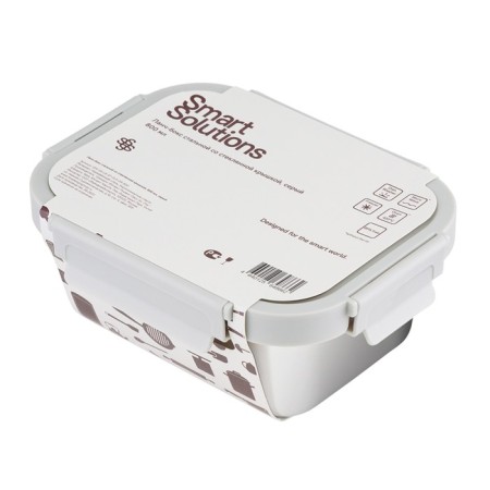 Smart Solutions lunch box, glass cover, 800 ml, gray color.-3