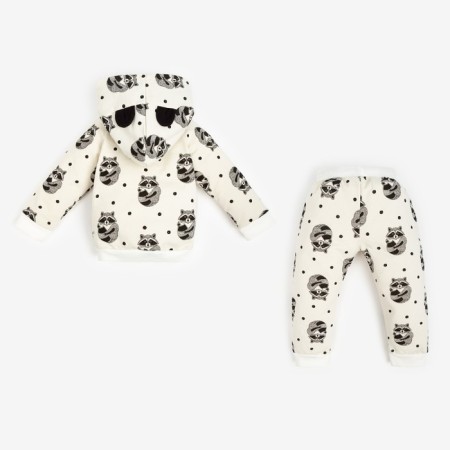 Kit: sweatshirt and pants crumb I am “raccoons”, white color, height 80-86 cm-3