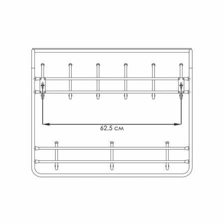 Wall hanger, with a shelf, 9 hooks, 2 tiers, 72.5 × 22 × 57.5 cm, color Copper Antik-10