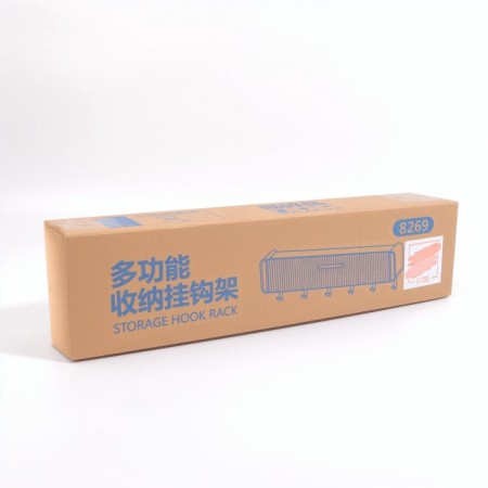 Organizer for storage, hinged, 1 section, with an adhesive base and hooks, 38.7 × 8.5 × 6.5 cm, translucent/white color-9