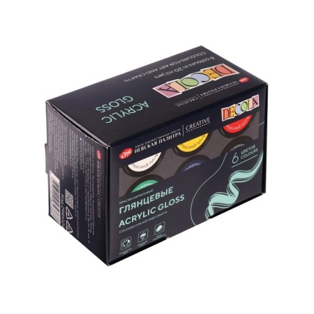 Acrylic paint, set of 6 colors x 20 ml, ZHK Decola, glossy, 2941024-3
