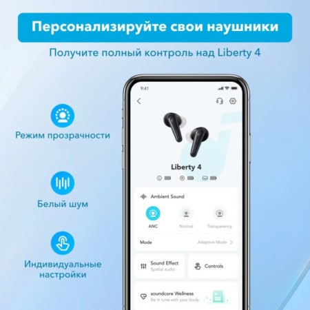 Wireless headphones Anker Soundcore Liberty 4, vacuum, equalizer, BT5.3, 500 mACH, black-9
