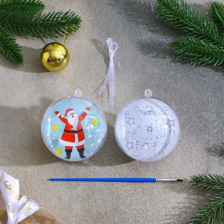 Christmas tree decoration for coloring "Fun" size: 8 cm; 2 pcs., Brush-1