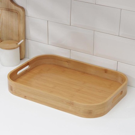 Tray with handles of the share Striata, 40 × 28 × 4.5 cm, bamboo-1