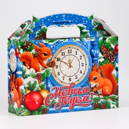 Box Gift New Year's casket of squirrels 26 x 23 x 7 cm with handle-1