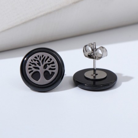 Caramics "Tree of Life" Black color in silver-1