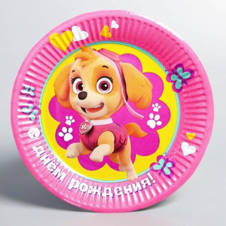 Paper plate "Happy Birthday!", 18 cm, puppy patrol-2