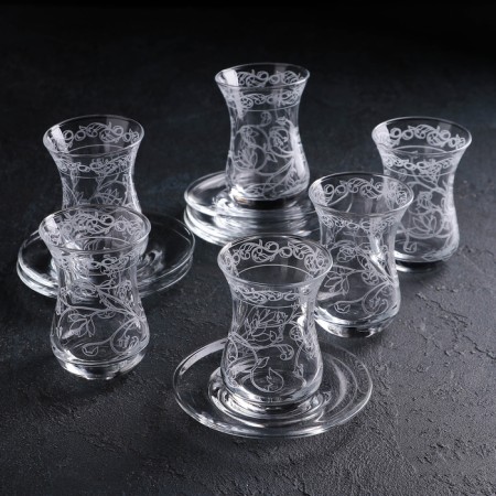 Tea Service "Flora", 12 items: 6 glasses of tea 160 ml, 6 saucers