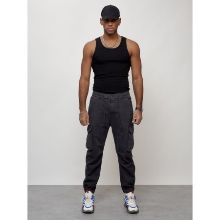 Cargo jeans men, size 48, dark gray color-8